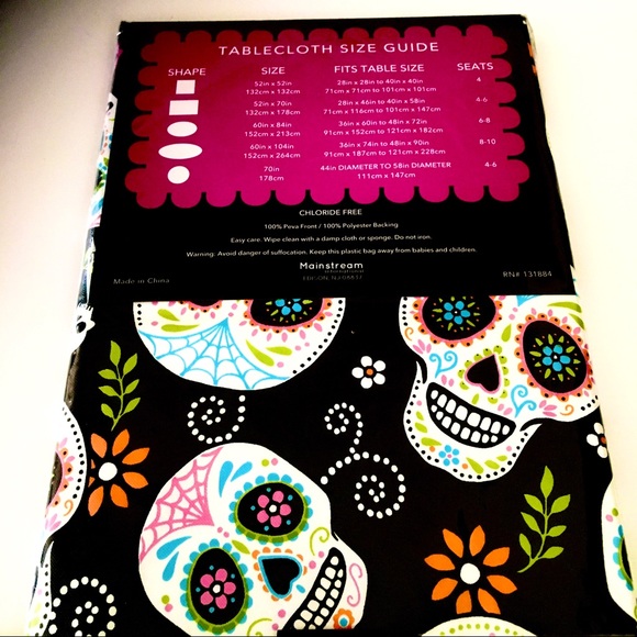 Day of the Dead Tablecloth Sugar Skull - Picture 5 of 5